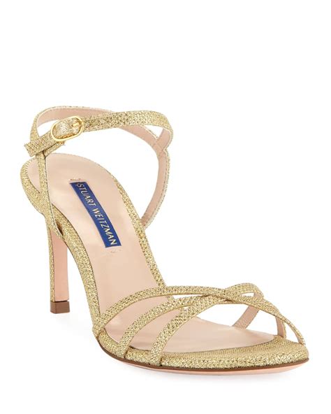 stuart weitzman starla metallic fabric sandals|Stuart Weitzman Starla Metallic Sandals on SALE .